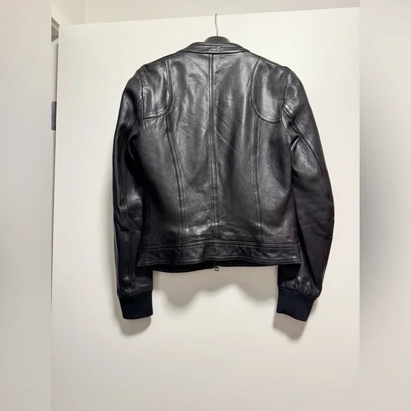 Dolce & Gabbana Black Leather Jacket with Polka Dot Lining